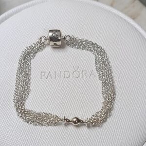 Pandora Vintage 2010 Silver Multi-Strand Clip Station Bracelet